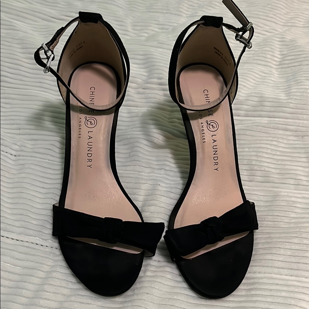 Chinese Laundry Black Heels Ankle-Strap Sandals